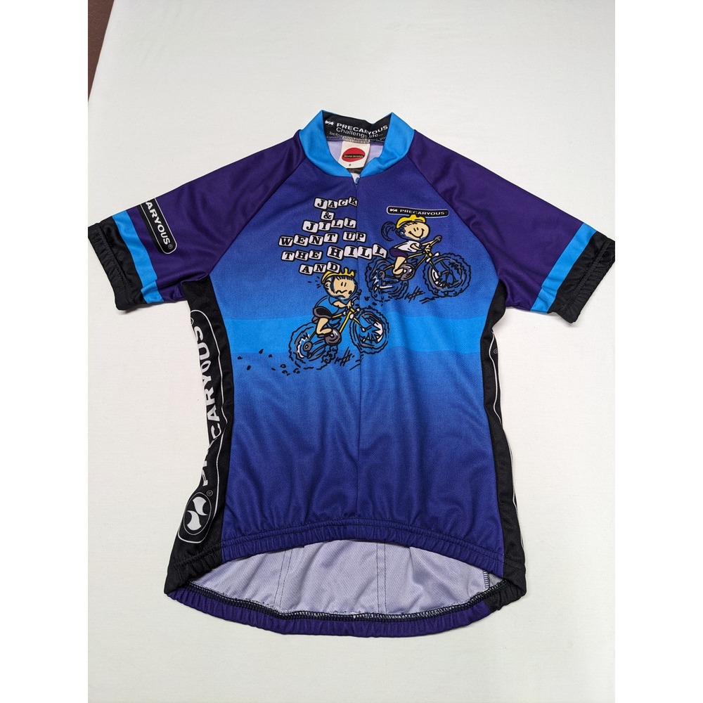 World Jerseys Precaryous Jack & Jill Cycling Jersey Blue Purple Small MTB Zip